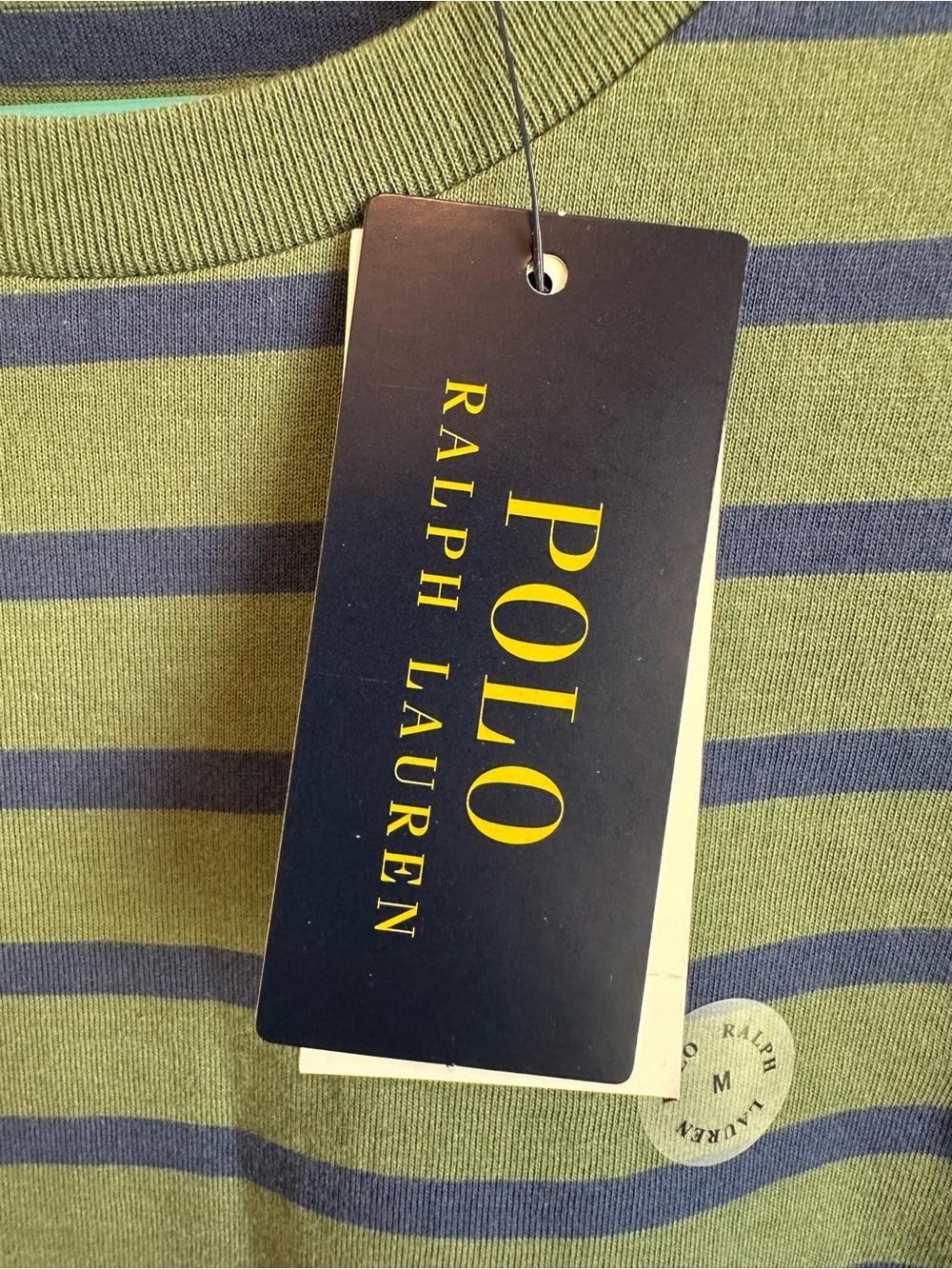 NWT Men’s M Polo Ralph Lauren Classic Fit GreenBlue Striped Cotton Jersey TShirt - Picture 7 of 10